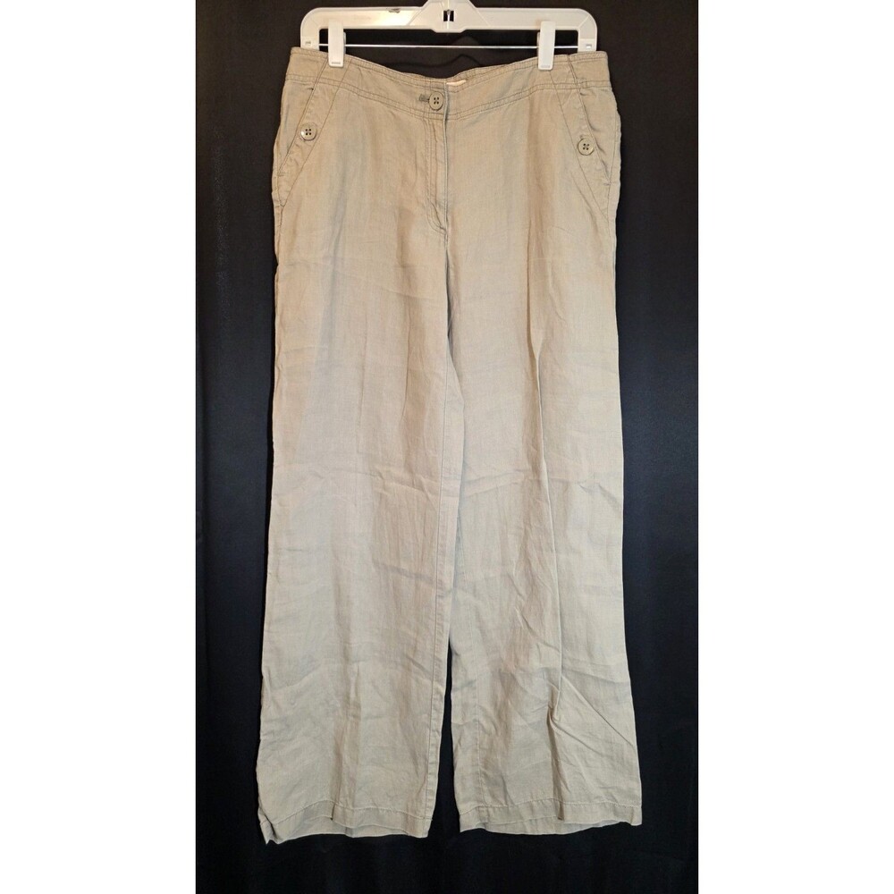 Chico's Linen Pants Size 0 US 4 Small Light Brown Wide Leg Coastal Beach Casual - Picture 7 of 11